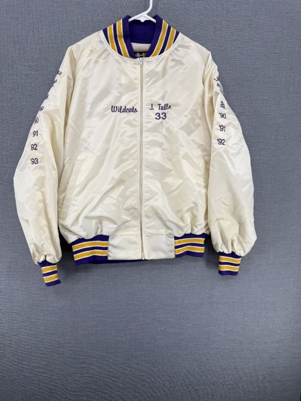 Vtg North Trail Wildcats Custer Champs Bomber Jacket Mens XL Satin 90s - Picture 3 of 6